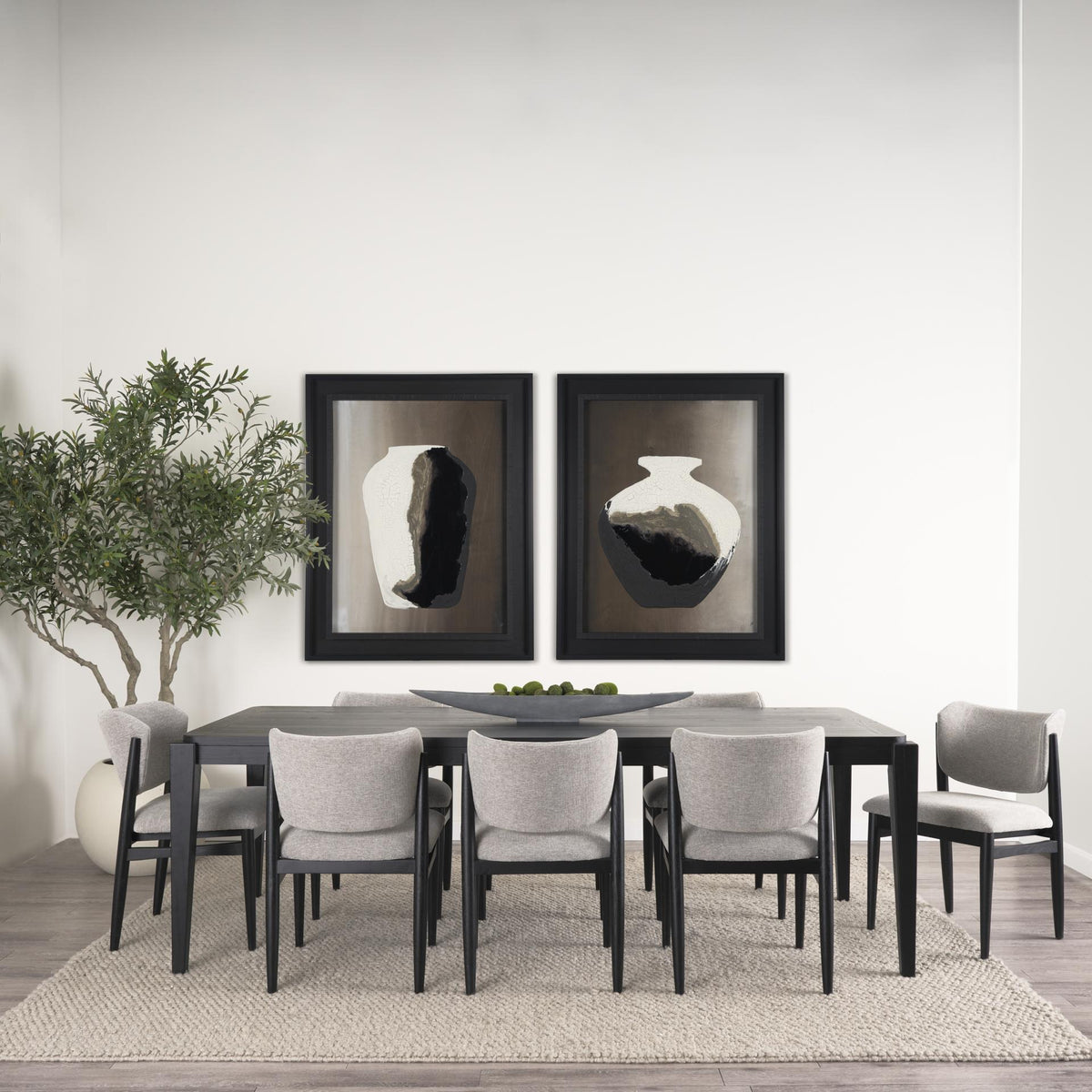 Mercana Cline 20.9L x 23.0W x 31.9H Gray Fabric W/Black Wood Dining Chair