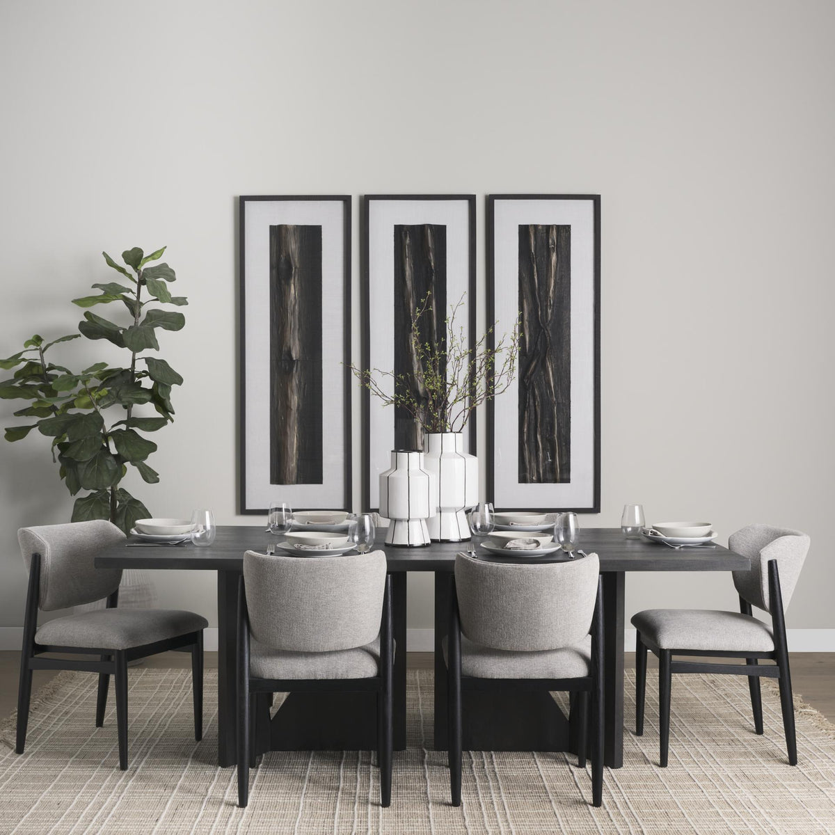Mercana Cline 20.9L x 23.0W x 31.9H Gray Fabric W/Black Wood Dining Chair