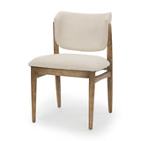 Mercana Cline Cream Fabric Upholstered and Light Brown Wood Dining Chair