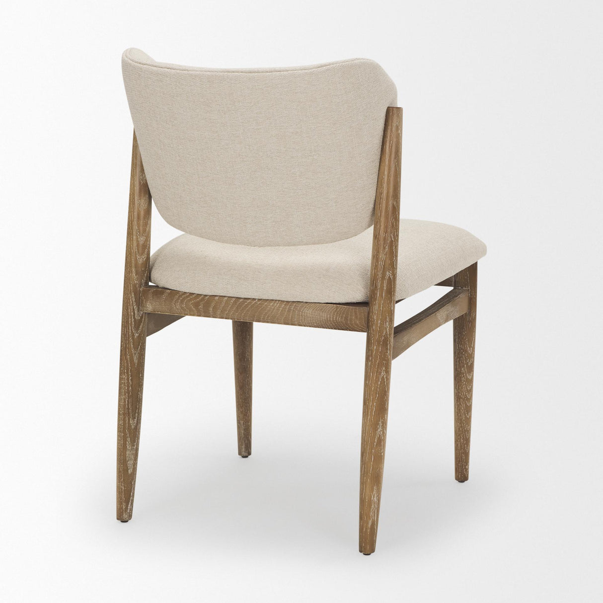 Mercana Cline Cream Fabric Upholstered and Light Brown Wood Dining Chair