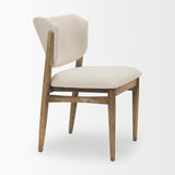 Mercana Cline Cream Fabric Upholstered and Light Brown Wood Dining Chair