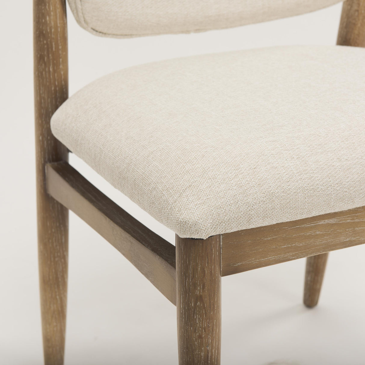 Mercana Cline Cream Fabric Upholstered and Light Brown Wood Dining Chair