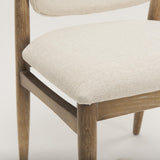 Mercana Cline Cream Fabric Upholstered and Light Brown Wood Dining Chair