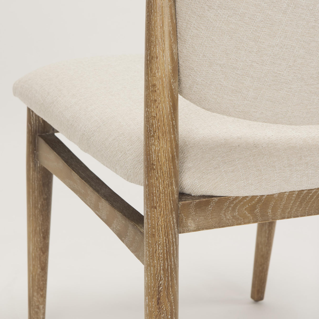 Mercana Cline Cream Fabric Upholstered and Light Brown Wood Dining Chair