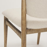 Mercana Cline Cream Fabric Upholstered and Light Brown Wood Dining Chair