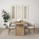 Mercana Cline Cream Fabric Upholstered and Light Brown Wood Dining Chair