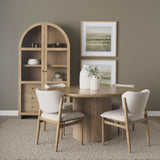 Mercana Cline Cream Fabric Upholstered and Light Brown Wood Dining Chair