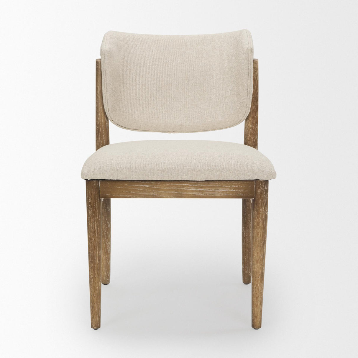 Mercana Cline Cream Fabric Upholstered and Light Brown Wood Dining Chair