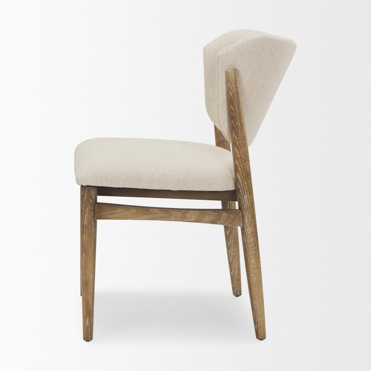 Mercana Cline Cream Fabric Upholstered and Light Brown Wood Dining Chair