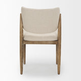 Mercana Cline Cream Fabric Upholstered and Light Brown Wood Dining Chair