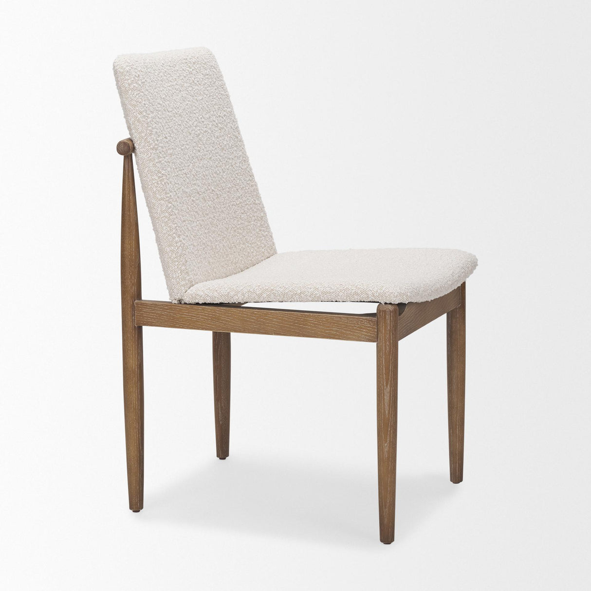 Mercana Cavett Cream Boucle Upholstered Seat W/Light Brown Wood Frame Dining Chair