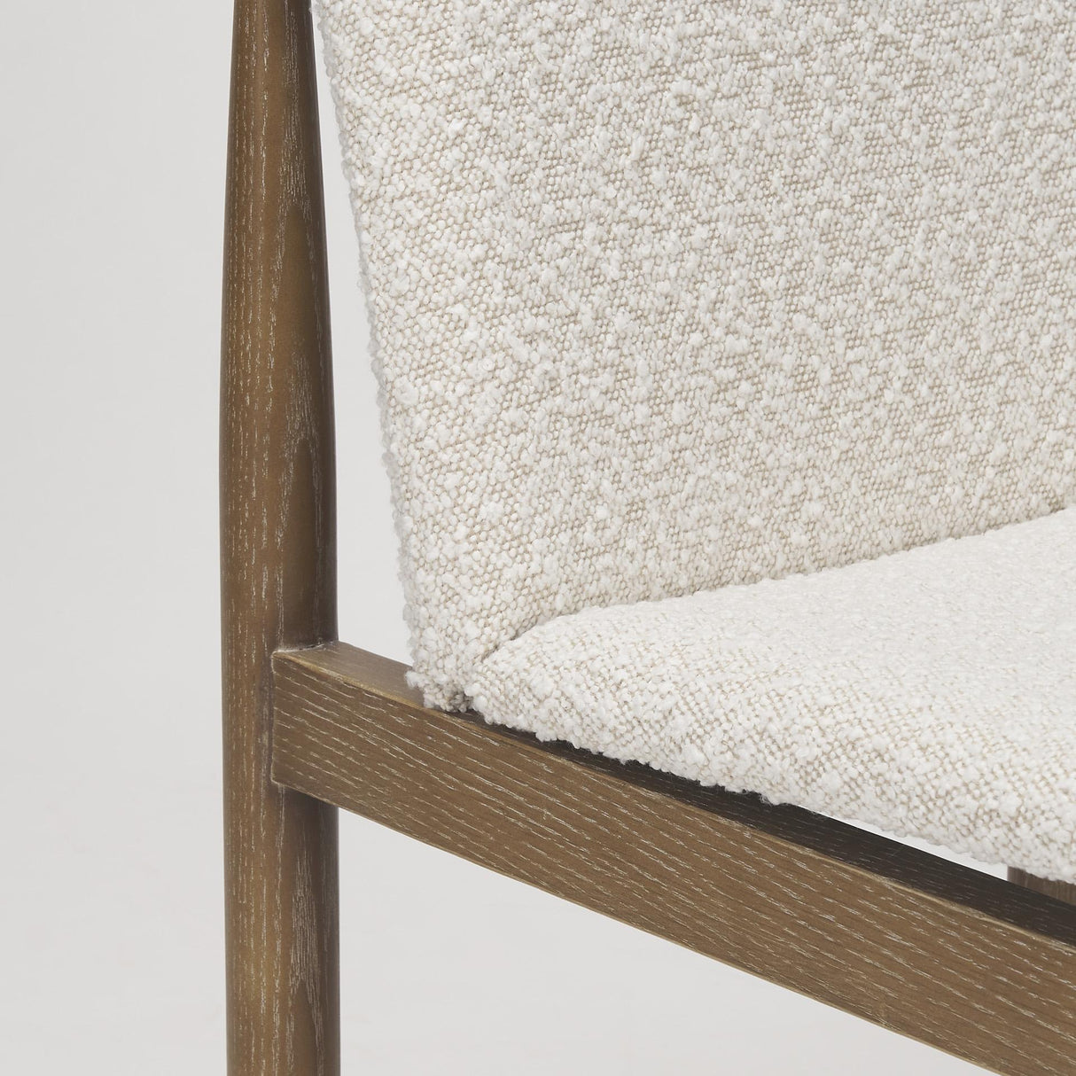 Mercana Cavett Cream Boucle Upholstered Seat W/Light Brown Wood Frame Dining Chair