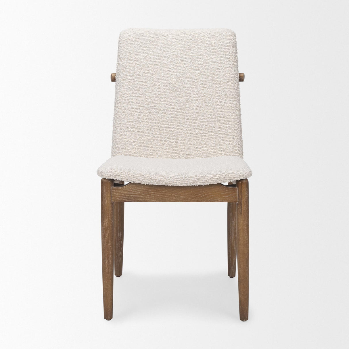 Mercana Cavett Cream Boucle Upholstered Seat W/Light Brown Wood Frame Dining Chair