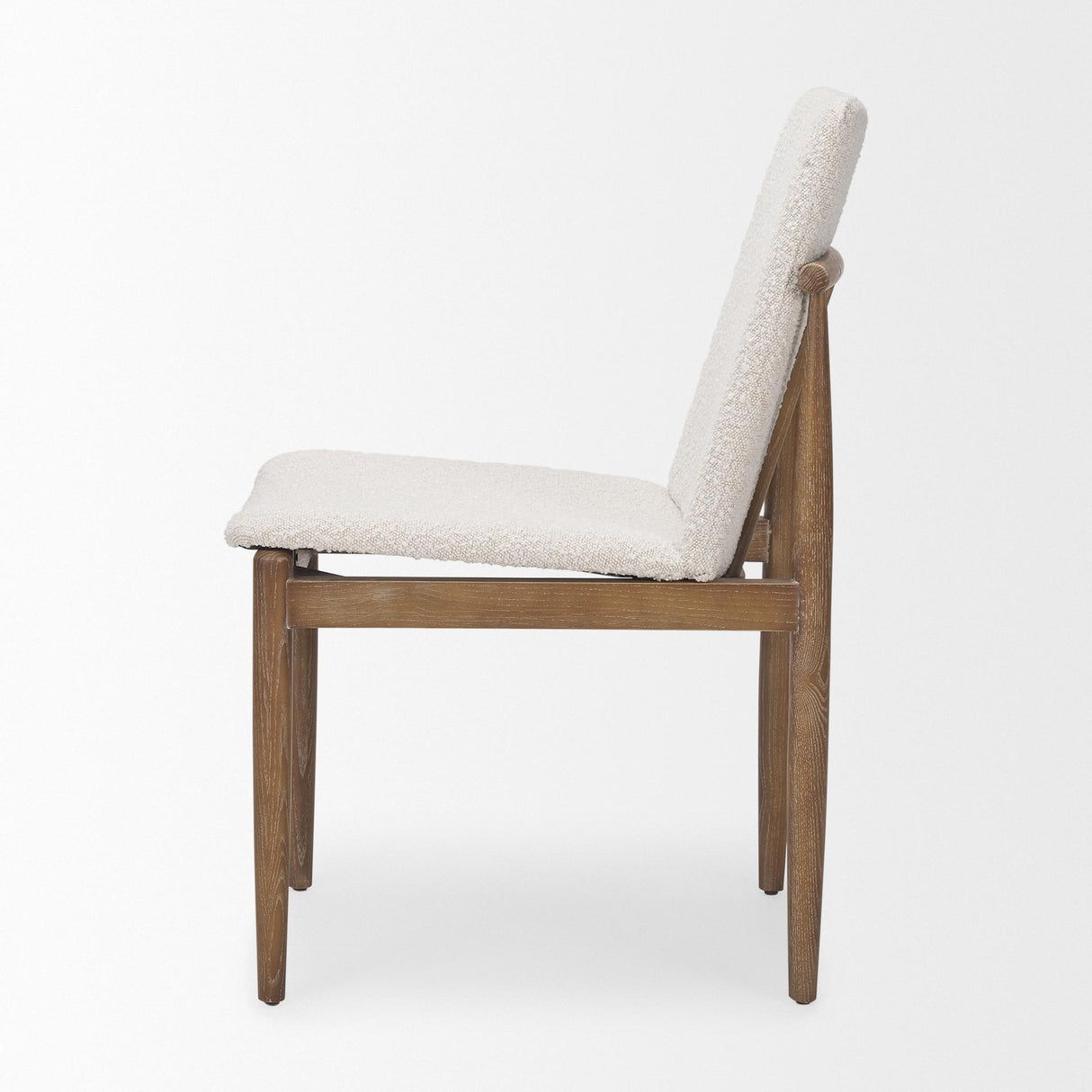Mercana Cavett Cream Boucle Upholstered Seat W/Light Brown Wood Frame Dining Chair