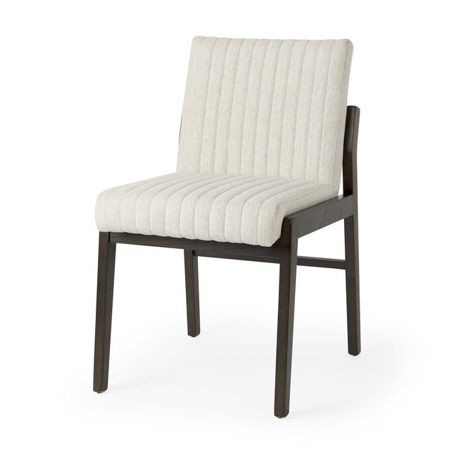 Mercana Tahoe Cream Upholstered and Black-Brown Wood Armless Dining Chair