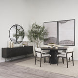 Mercana Tahoe Cream Upholstered and Black-Brown Wood Armless Dining Chair