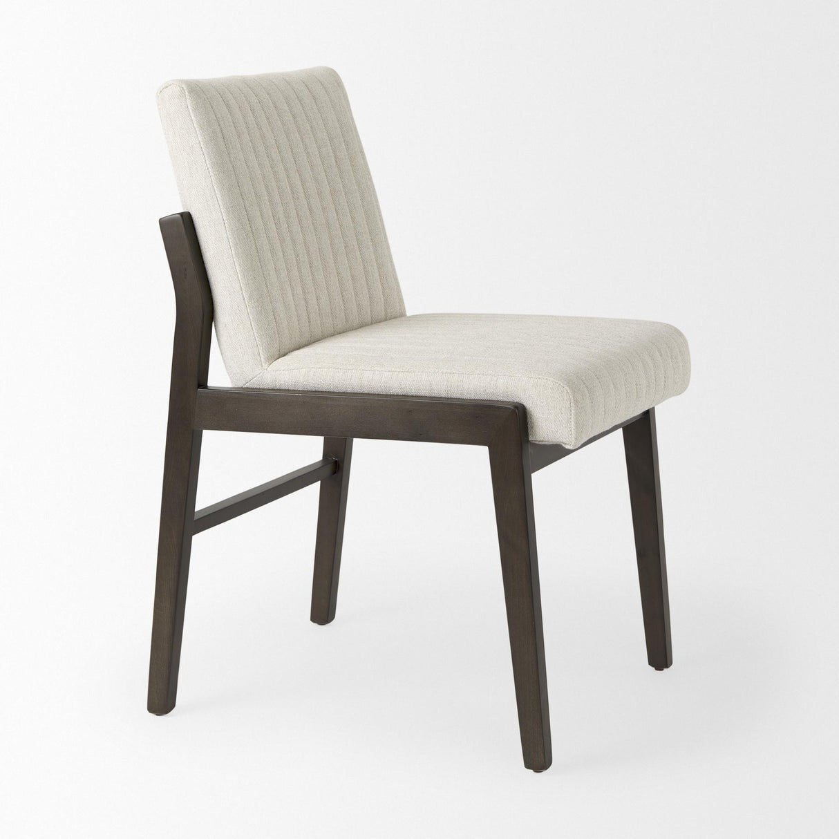 Mercana Tahoe Cream Upholstered and Black-Brown Wood Armless Dining Chair