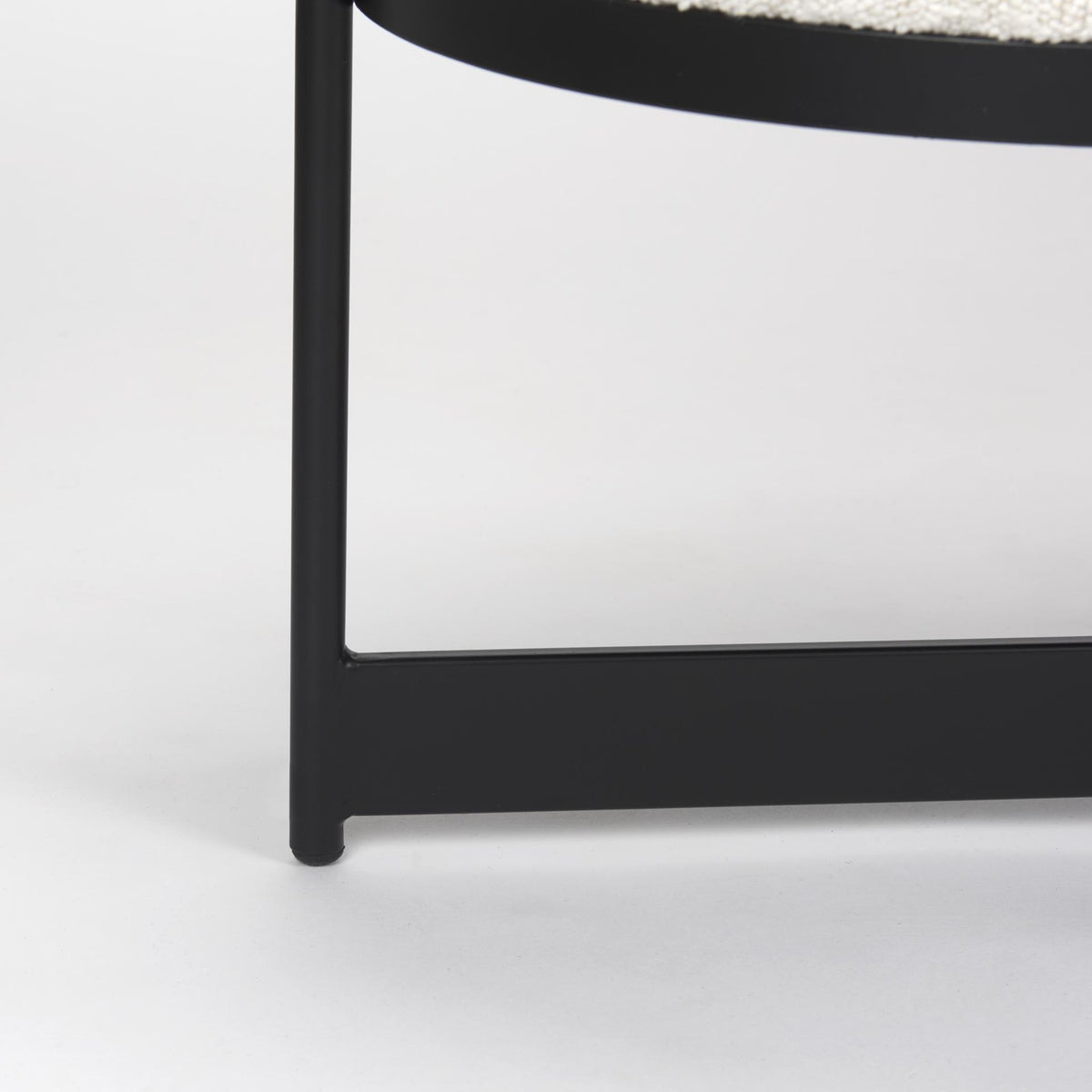 Mercana Amelia 55.0L x 18.0W x 18.0H Cream Boucle W/Black Metal Upholstered Bench