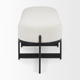 Mercana Amelia 55.0L x 18.0W x 18.0H Cream Boucle W/Black Metal Upholstered Bench