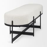 Mercana Amelia 55.0L x 18.0W x 18.0H Cream Boucle W/Black Metal Upholstered Bench