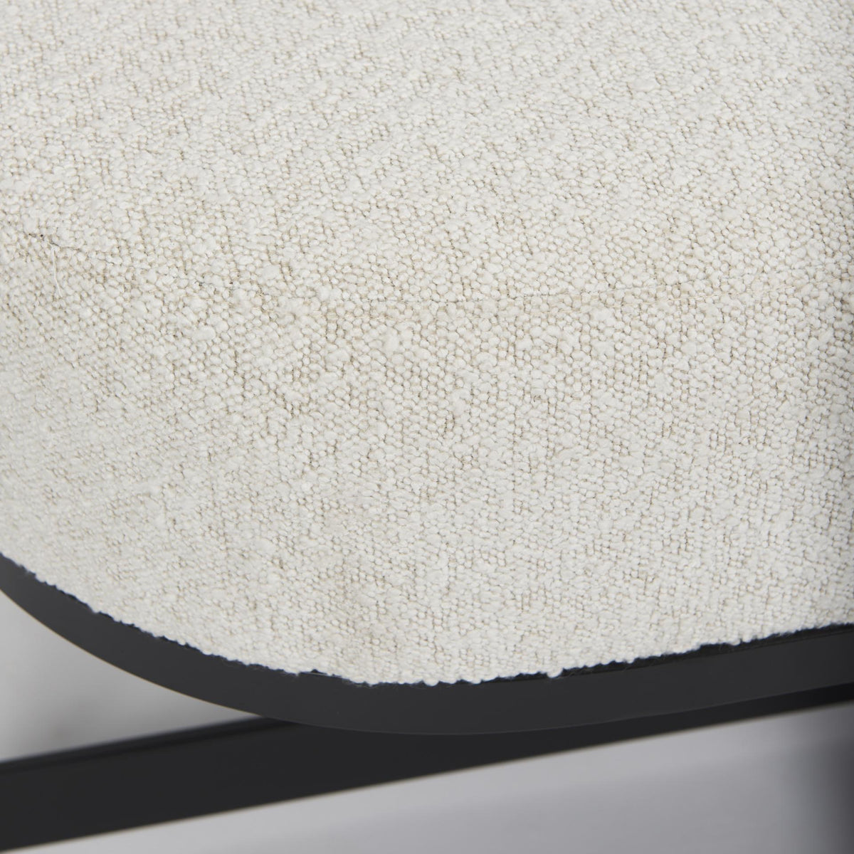 Mercana Amelia 55.0L x 18.0W x 18.0H Cream Boucle W/Black Metal Upholstered Bench