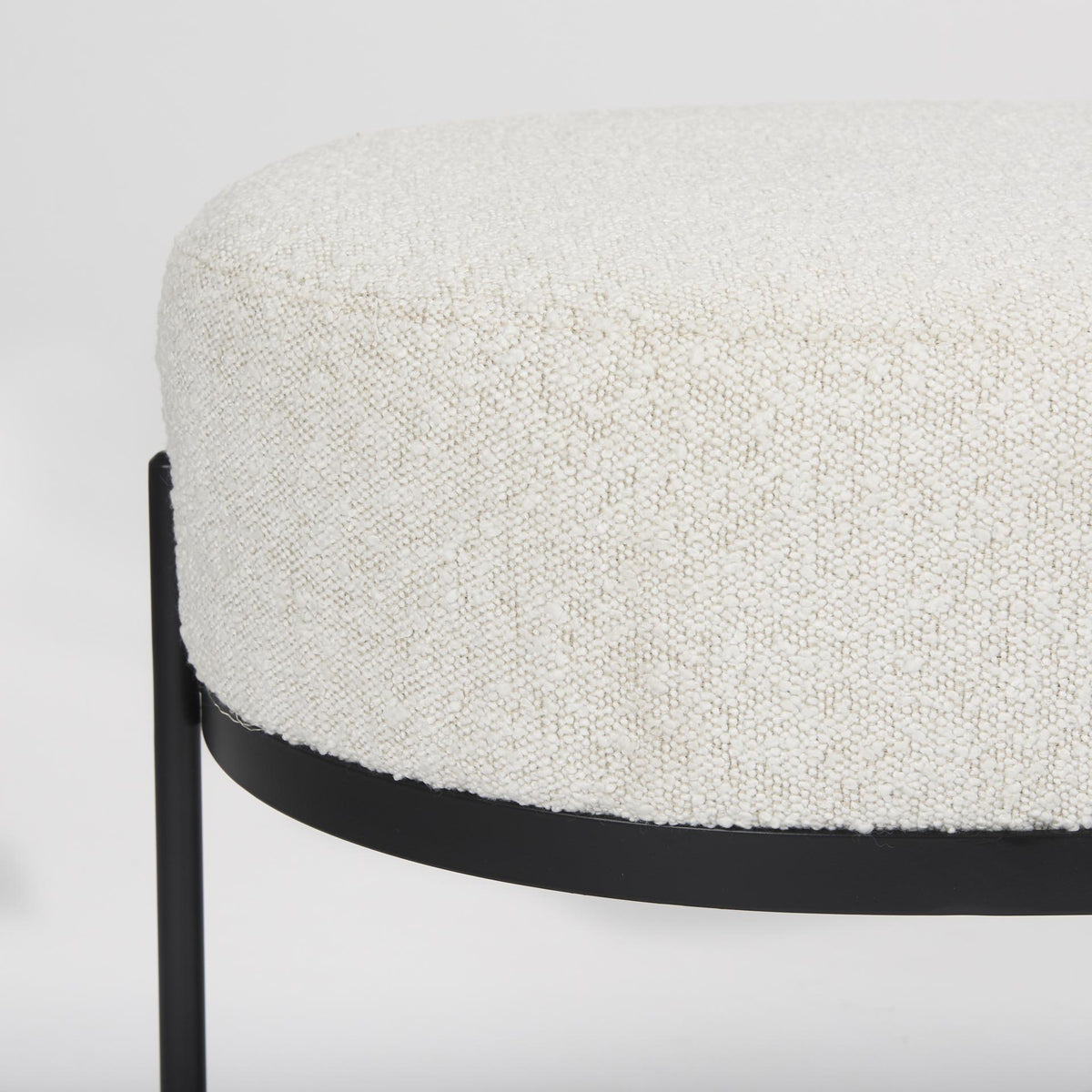 Mercana Amelia 55.0L x 18.0W x 18.0H Cream Boucle W/Black Metal Upholstered Bench
