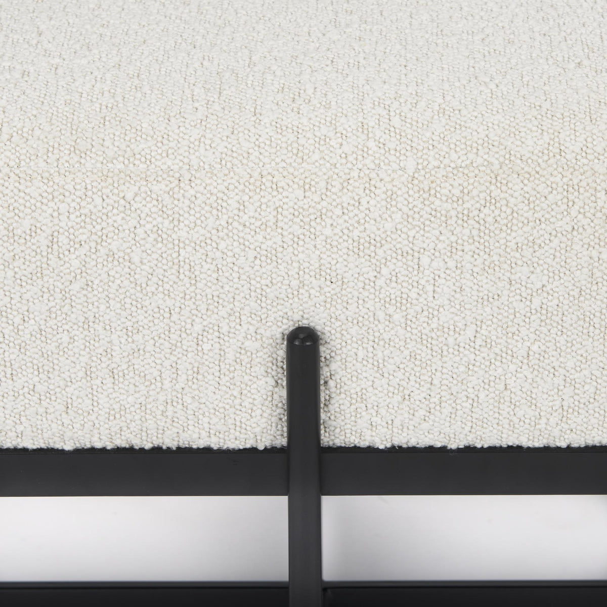 Mercana Amelia 55.0L x 18.0W x 18.0H Cream Boucle W/Black Metal Upholstered Bench