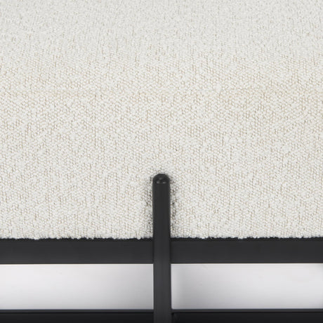 Mercana Amelia 55.0L x 18.0W x 18.0H Cream Boucle W/Black Metal Upholstered Bench