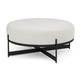 Mercana Amelia 35.8L x 35.8W x 15.0H Cream Boucle W/Black Metal Upholstered Ottoman