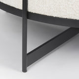 Mercana Amelia 35.8L x 35.8W x 15.0H Cream Boucle W/Black Metal Upholstered Ottoman