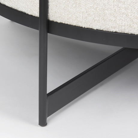 Mercana Amelia 35.8L x 35.8W x 15.0H Cream Boucle W/Black Metal Upholstered Ottoman