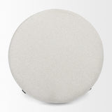 Mercana Amelia 35.8L x 35.8W x 15.0H Cream Boucle W/Black Metal Upholstered Ottoman