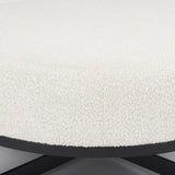Mercana Amelia 35.8L x 35.8W x 15.0H Cream Boucle W/Black Metal Upholstered Ottoman