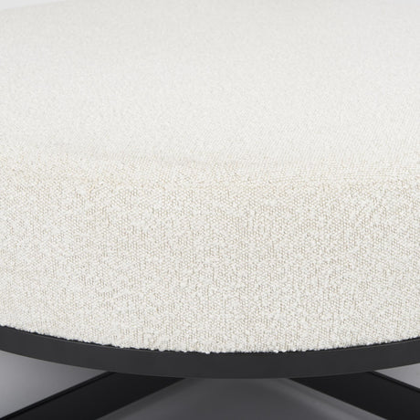 Mercana Amelia 35.8L x 35.8W x 15.0H Cream Boucle W/Black Metal Upholstered Ottoman
