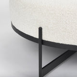 Mercana Amelia 35.8L x 35.8W x 15.0H Cream Boucle W/Black Metal Upholstered Ottoman