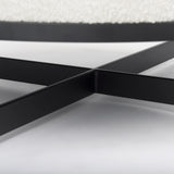 Mercana Amelia 35.8L x 35.8W x 15.0H Cream Boucle W/Black Metal Upholstered Ottoman