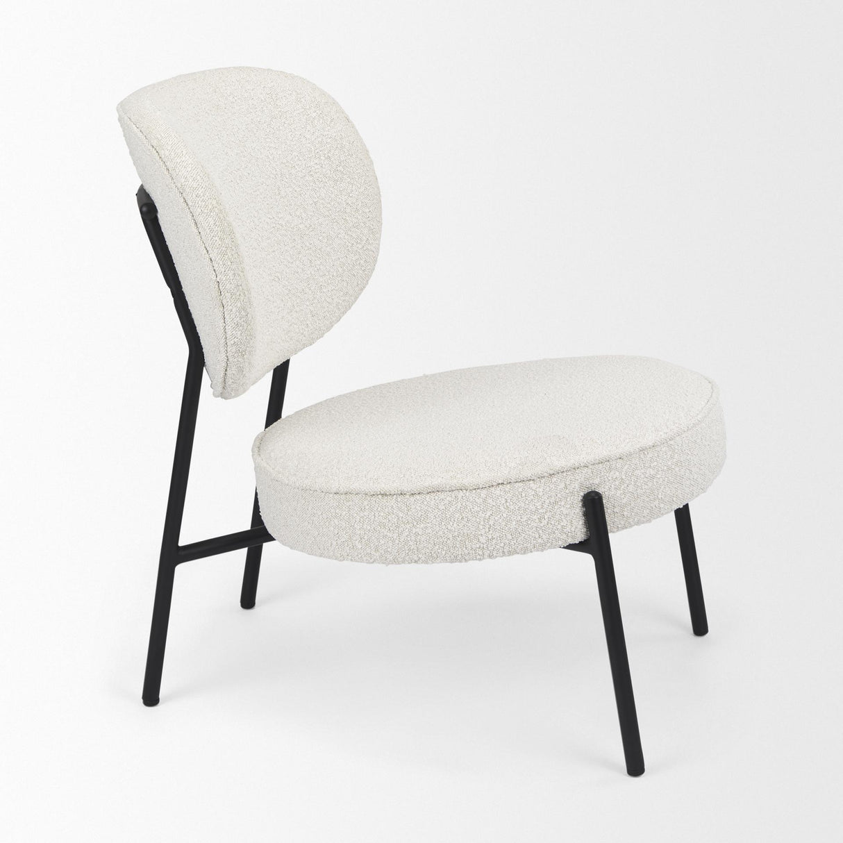 Mercana Amelia Cream Boucle W/Black Metal Upholstered Accent Chair 21.3L x 21.3W x 30.3H