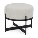 Mercana Amelia Cream Boucle W/Black Metal Upholstered Pouf