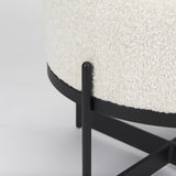 Mercana Amelia Cream Boucle W/Black Metal Upholstered Pouf