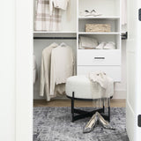 Mercana Amelia Cream Boucle W/Black Metal Upholstered Pouf