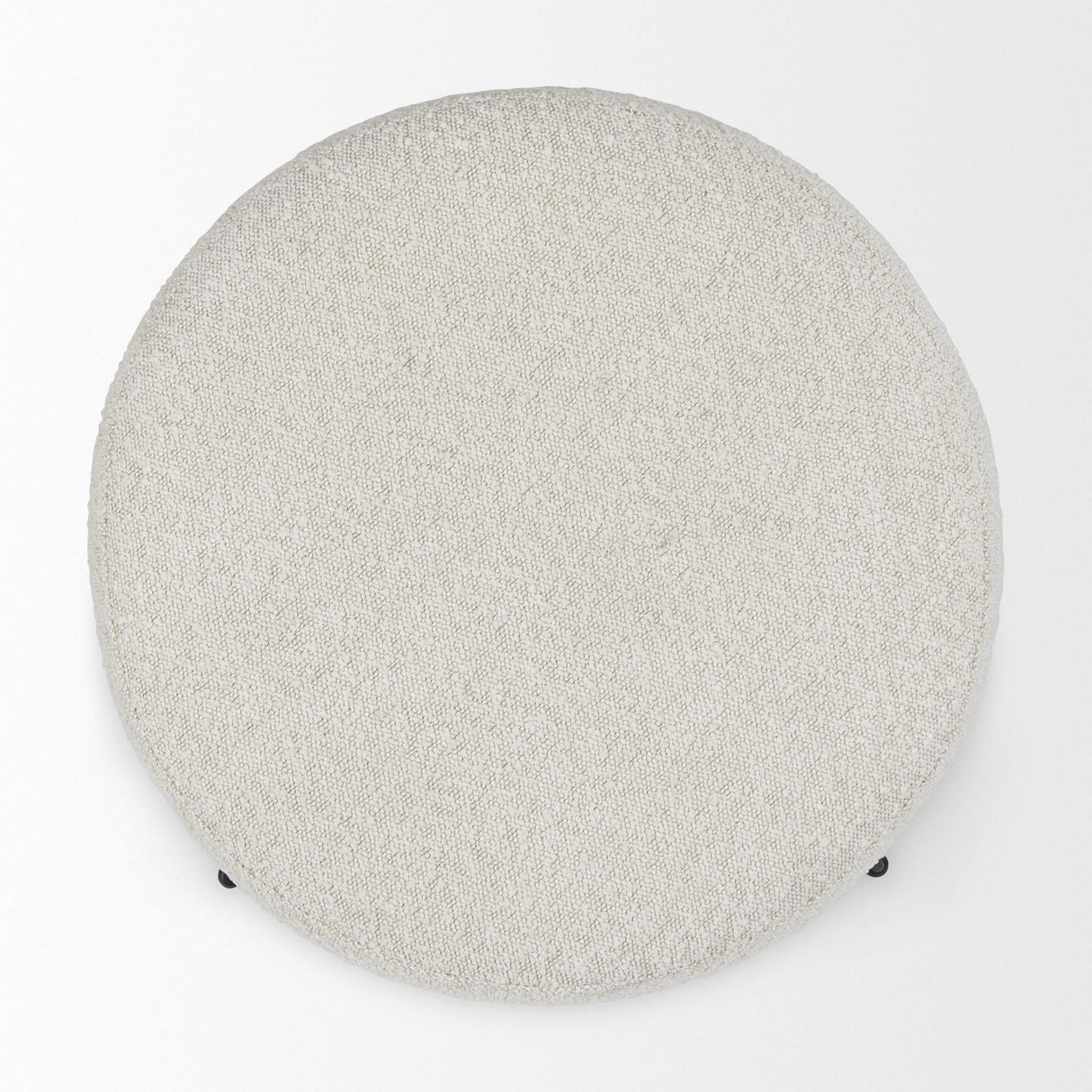 Mercana Amelia Cream Boucle W/Black Metal Upholstered Pouf
