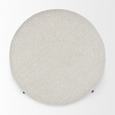 Mercana Amelia Cream Boucle W/Black Metal Upholstered Pouf
