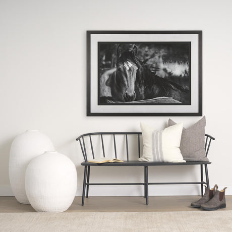 Mercana Colin 61.0L x 21.5W x 14.6H Black Metal Bench