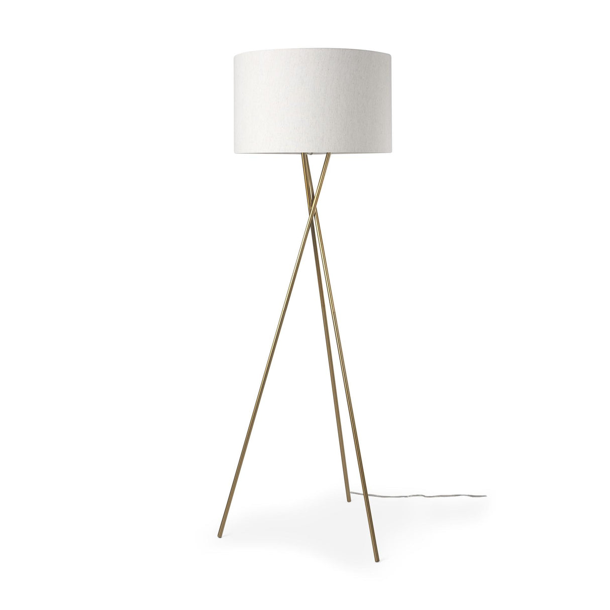 Mercana Ambrose 20.0L x 20.0W x 61.8H Gold Metal W/Cream Fabric Shade Floor Lamp