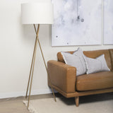 Mercana Ambrose 20.0L x 20.0W x 61.8H Gold Metal W/Cream Fabric Shade Floor Lamp