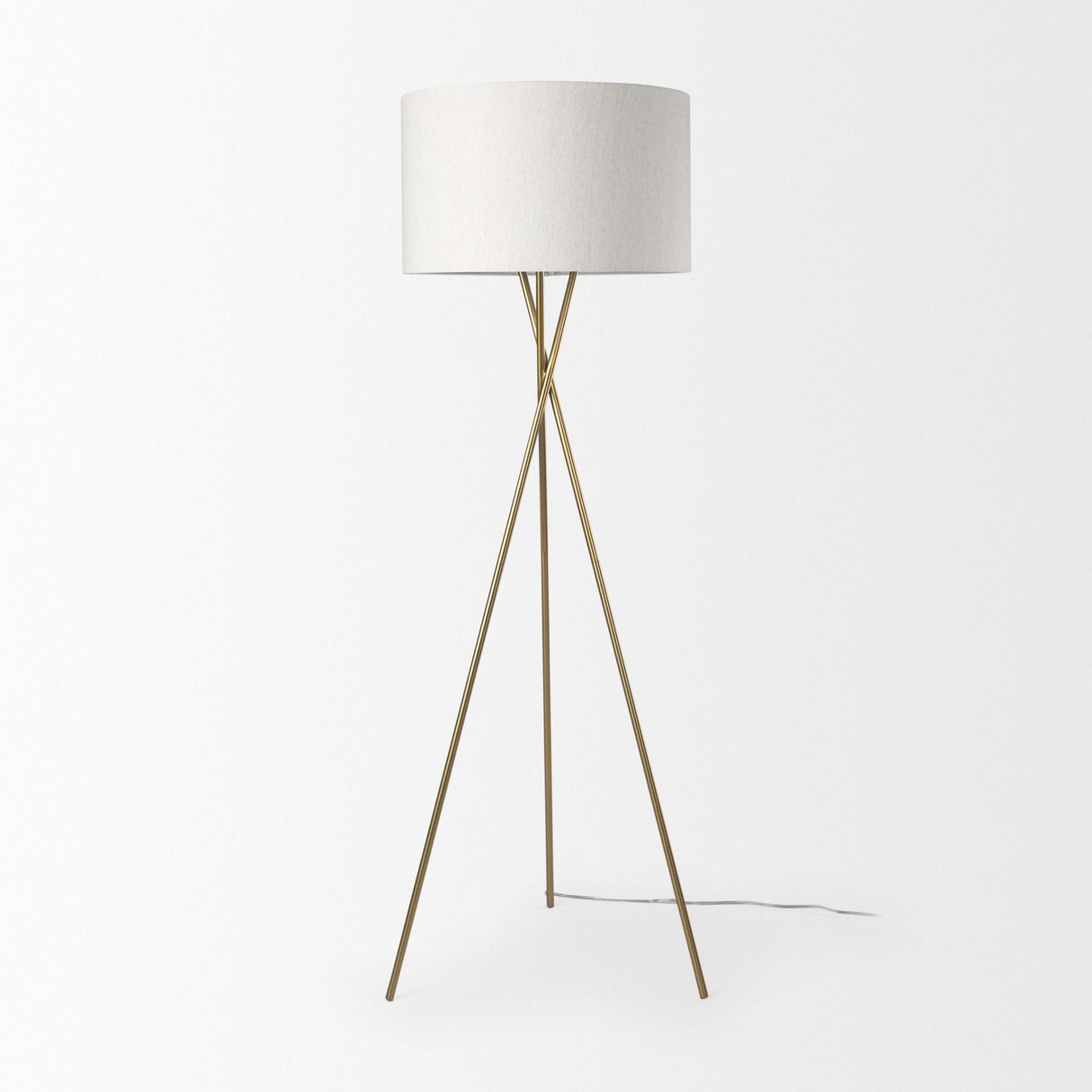 Mercana Ambrose 20.0L x 20.0W x 61.8H Gold Metal W/Cream Fabric Shade Floor Lamp