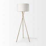 Mercana Ambrose 20.0L x 20.0W x 61.8H Gold Metal W/Cream Fabric Shade Floor Lamp