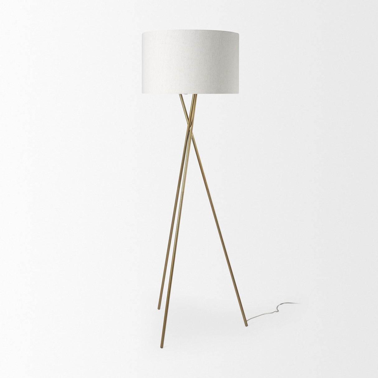 Mercana Ambrose 20.0L x 20.0W x 61.8H Gold Metal W/Cream Fabric Shade Floor Lamp