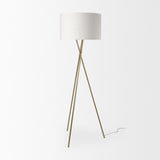 Mercana Ambrose 20.0L x 20.0W x 61.8H Gold Metal W/Cream Fabric Shade Floor Lamp