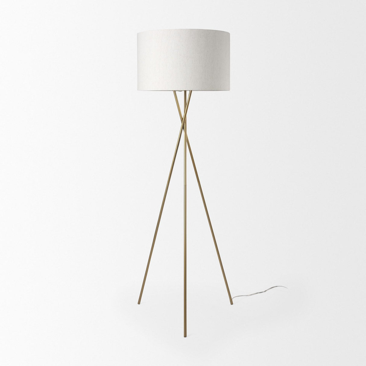 Mercana Ambrose 20.0L x 20.0W x 61.8H Gold Metal W/Cream Fabric Shade Floor Lamp